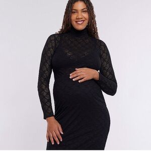 NWT Motherhood maternity black lace turtleneck long sleeve top size small